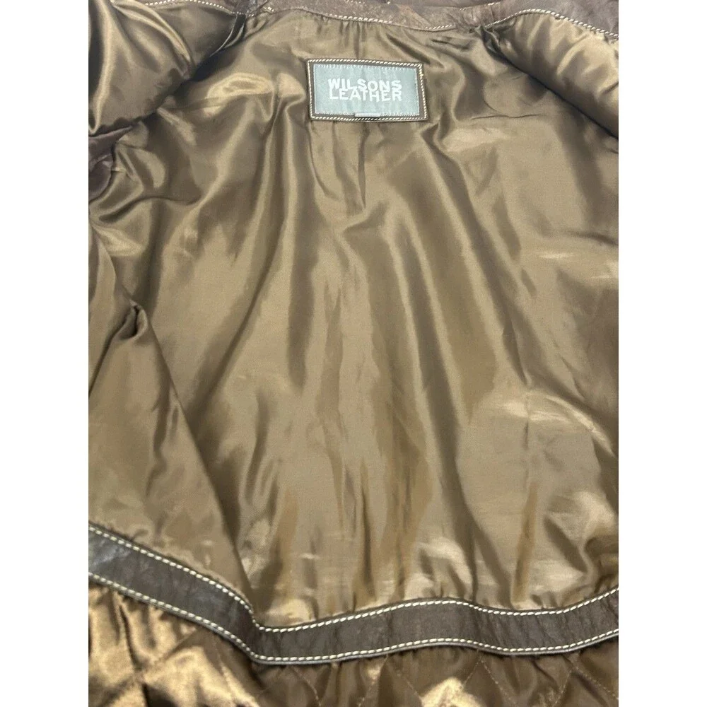 WILSONS LEATHER Size MEDIUM Womens Brown Jacket Lined Insulated motorcycle barn